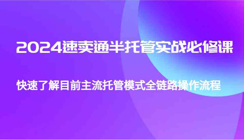 图片[1]_2024速卖通半托管从0到1实战必修课，帮助你快速了解目前主流托管模式全链路操作流程_网创之家