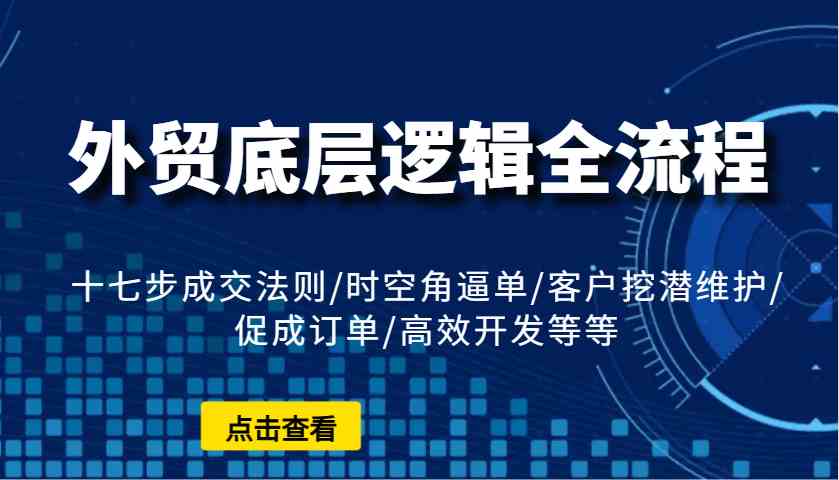 图片[1]-外贸底层逻辑全流程：十七步成交法则/时空角逼单/客户挖潜维护/促成订单/高效开发等等-网创之家